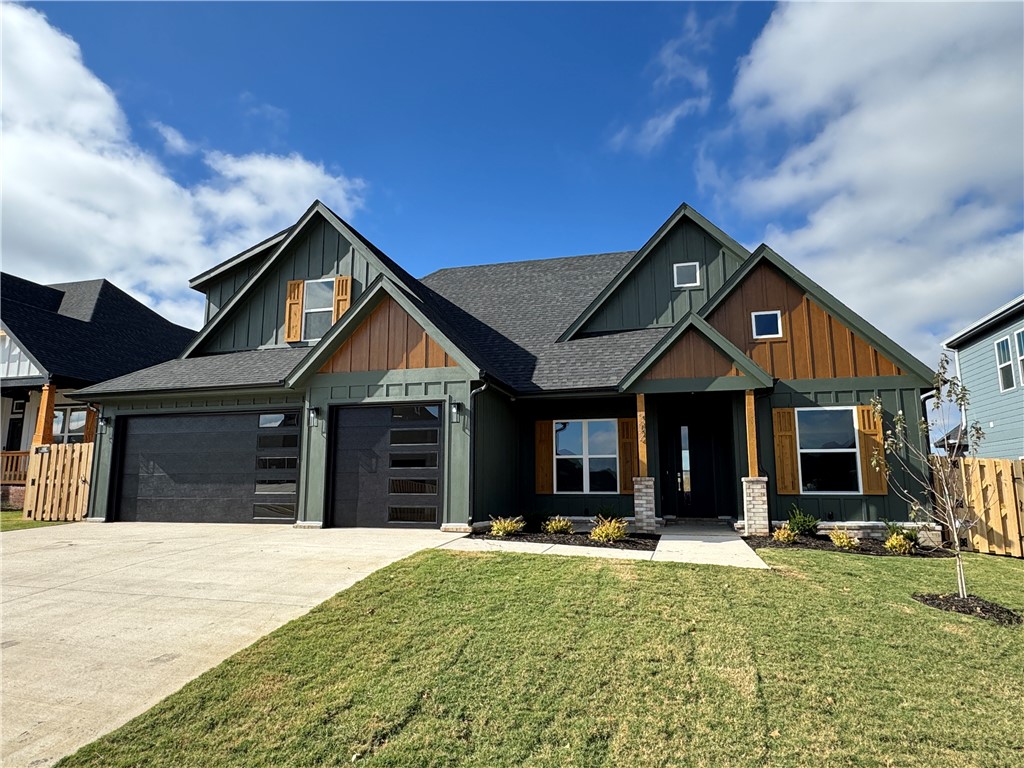 Another quality new construction home is available in the desired Crescent View Subdivision! This home boasts 4 bedrooms, 3 bathrooms, bonus room, 3 car garage, and a great layout. Kitchen is equipped with gas cooktop, built-in oven & microwave, large island with waterfall granite, & eat-in dining area that is all open to the living room. Downstairs has the office, primary suite and BR 2. Bedrooms 3-4, bonus room and a full bathroom are all upstairs. Enjoy grilling or hanging out on the covered back patio. Located steps from Janie Darr Elementary and the new Mt Hebron Park. Subdivision is close to XNA, I-49, shopping, dining, and entertainment.