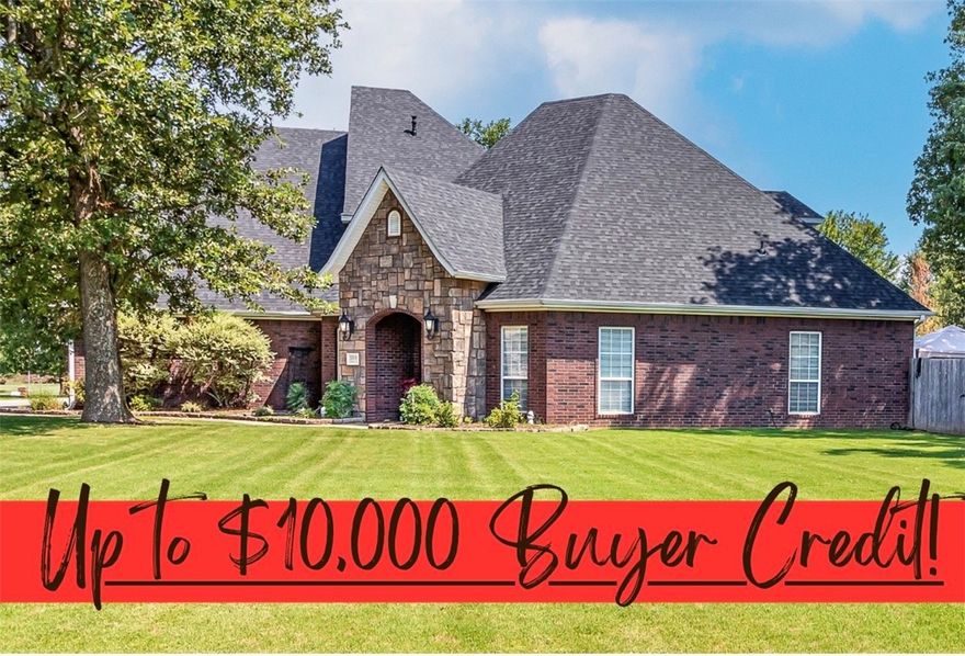 Renovated in 2020, beautifully designed 6 bedroom, 4 bath home on a picturesque 1 acre corner lot in Elm Springs. Perfectly positioned halfway between Fayetteville & Bentonville, this property offers both peaceful living & quick access to all NWA has to offer. Step inside to find a spacious primary suite featuring a soaking tub, walk-in shower, and an expansive walk-in closet. A second bedroom & full bathroom on the main level provide convenience for guests or multi-generational living. The inviting living room has built-in cabinets and a gas log fireplace. Enjoy formal gatherings in the dining room and work from home in the dedicated office. The upstairs has been recently renovated to include four generously sized bedrooms, two full bathrooms, a game room, & a bonus room. The home includes an attached 3 car garage plus a detached 2 car garage with attic storage. Outside enjoy two patios overlooking the large fenced backyard. One patio features a wood-burning fireplace, making it ideal for year-round entertaining.