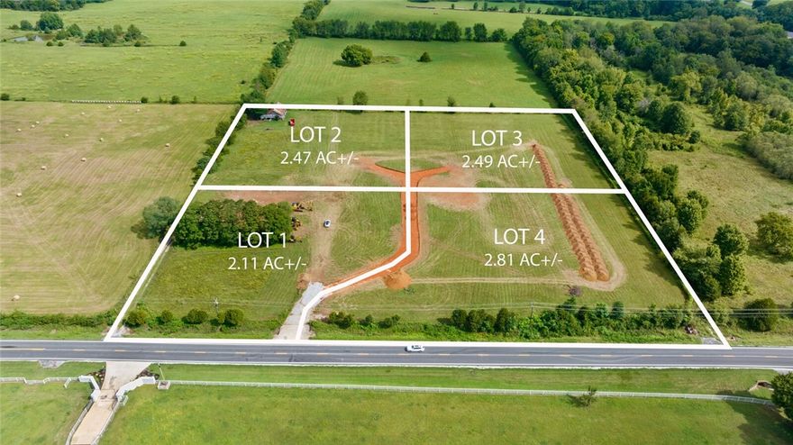 Take a look at East Fayetteville's newest Exclusive community. There are four estate lots going to be offered with all of them approximately 2-3 acres in size. Flat and easy build sites. Proximity to town. Private and beautiful setting. These lots literally have it all. Lot 1- 2.11 acres Lot 2- 2.49 acres Lot 3- 2.49 acres Lot 4- 2.81 acres