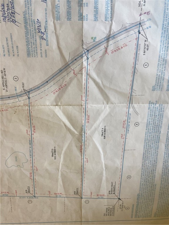 Beautiful 5 Acres with a great view. Plenty of trees to provide seclusion for your dream home. Electric, natural gas and water are available. Buyer will need to purchase a water tap from the City of Prairie Grove.
