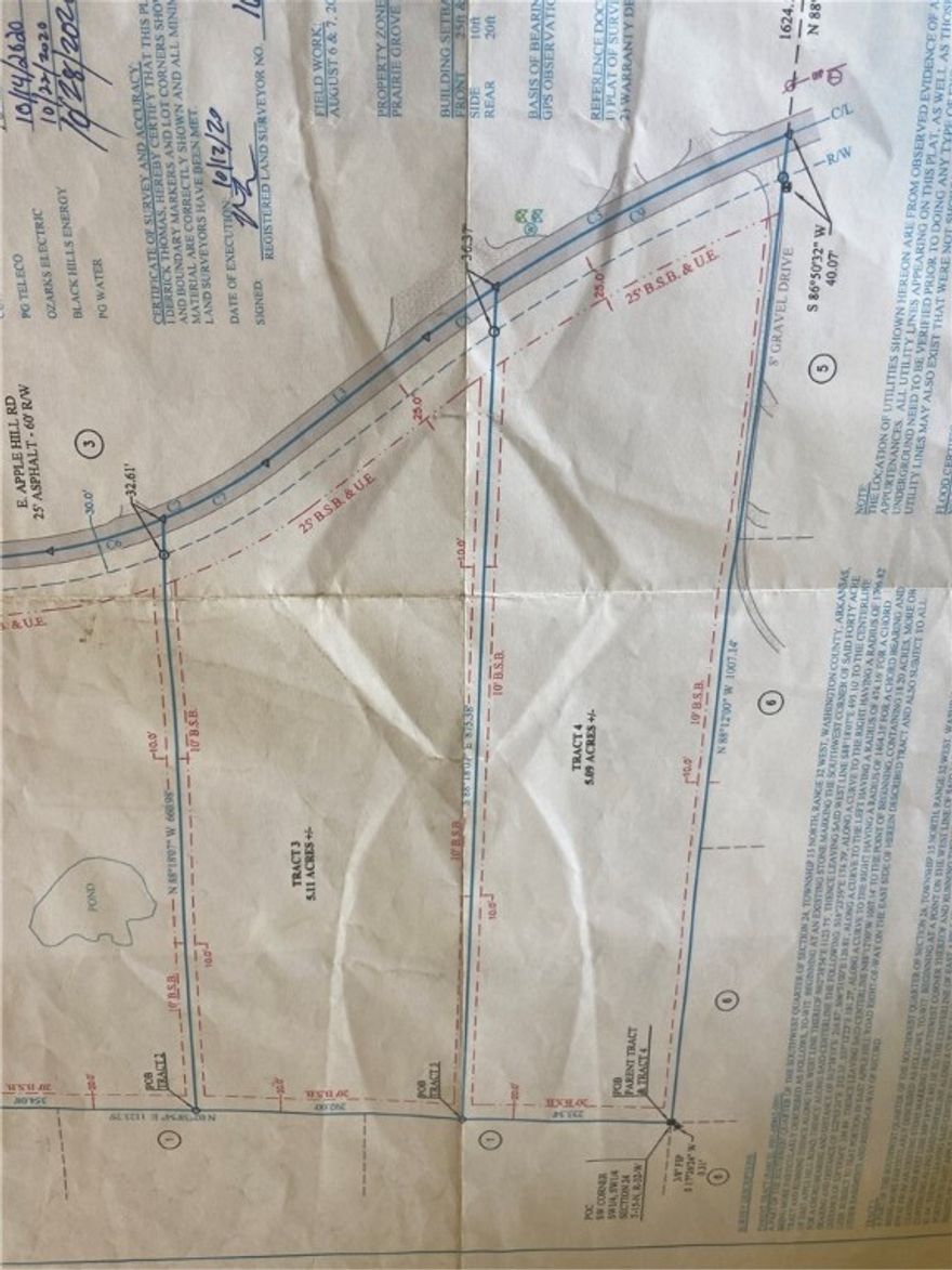 Beautiful 5 Acres with a great view. Plenty of trees to provide seclusion for your dream home. Electric, natural gas and water are available. Buyer will need to purchase a water tap from the City of Prairie Grove.