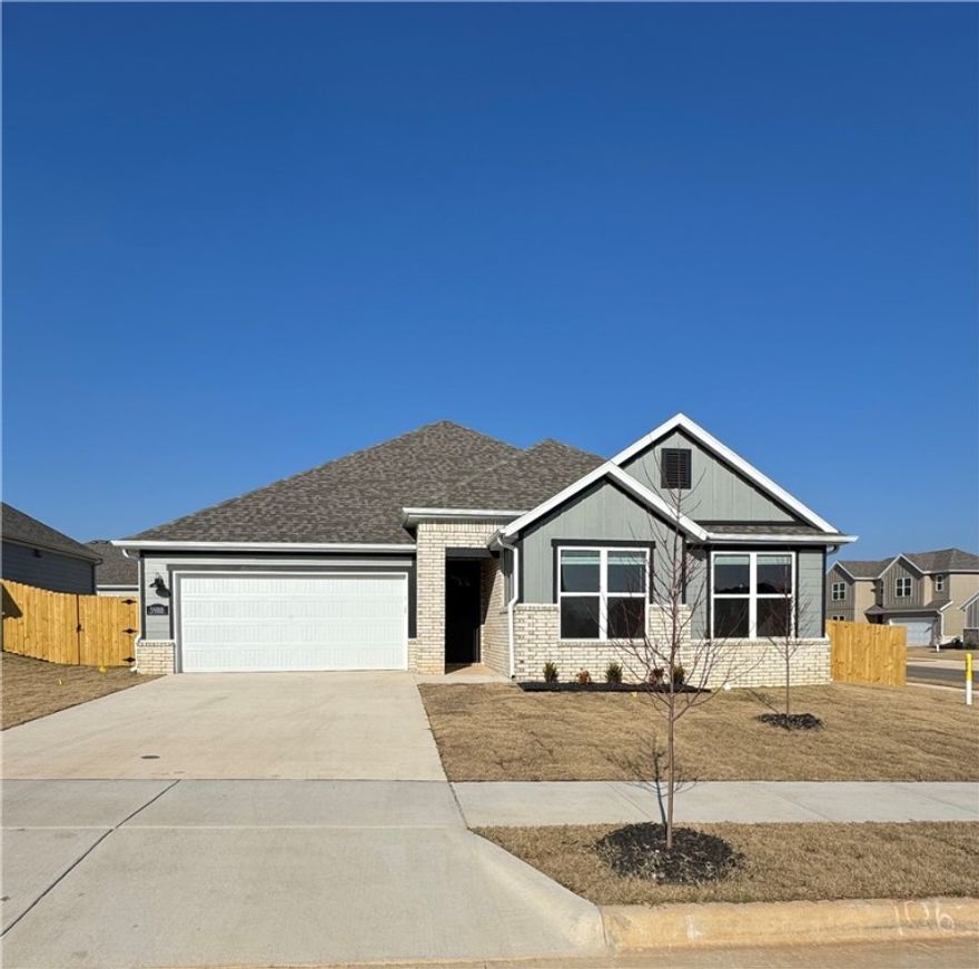 Available for lease in the desirable Osage Hills neighborhood, this beautifully finished Benton plan offers comfortable single-level living with thoughtful upgrades throughout. The home features 10-foot ceilings in the main living and kitchen areas, a linear electric fireplace, and LVP flooring in the primary bedroom and main living spaces.

The chef’s kitchen is equipped with Frigidaire stainless steel appliances, a gas range, quartz countertops, large island, pantry, stylish backsplash, and bar pull hardware, ideal for everyday living and entertaining.

The spacious primary suite is filled with natural light and includes a spa-like bathroom with a walk-in shower, double sinks, and a generous walk-in closet. Three additional bedrooms provide plenty of space for guests or a home office. A separate laundry room adds convenience.

Outside, enjoy a covered patio overlooking a fully fenced, sodded backyard. The home sits on a generous lot with a south-facing orientation and left-side garage.