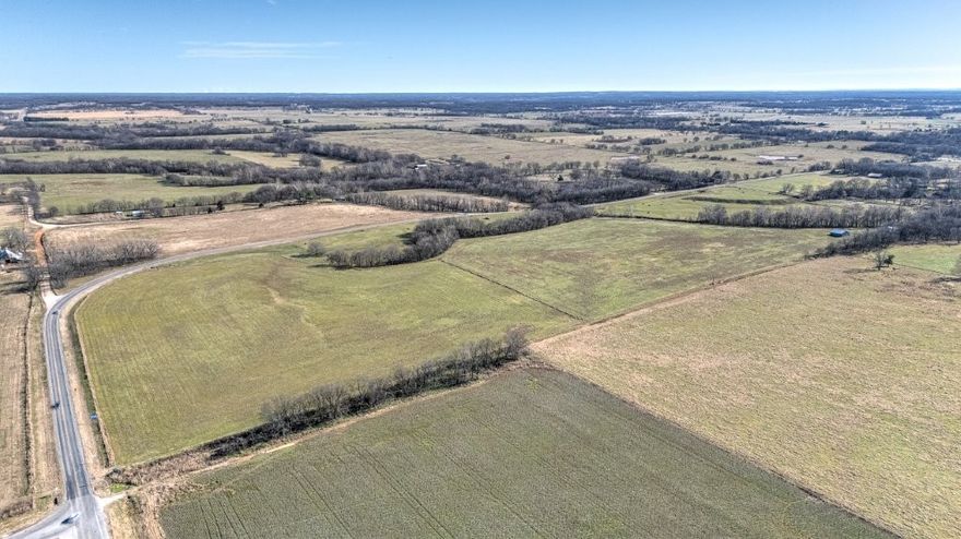Approximately 89+ acres with live spring fed stream, 85% open pasture, fenced and cross fenced. Features a 40x60 pole barn with electricity, 40x40 pole barn, old mobile home for storage plus well, septic and electric on site. Public water available at entrance. Over 4100' of frontage on AR-43. Ideal for livestock, farming or future homesites.