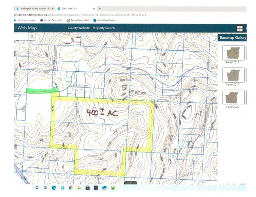 Own the south side of Sugar Mountain in West Fork!  First time on the market since the 1950's! Hard to find LARGE acreage only 20 minutes to downtown Fayetteville!  400 ac+_ of prime Ozark highlands, with 18 acre hay pasture at the road and the balance in fabulous, park-like land loaded with creeks, waterfalls and springs. Heavily wooded, with large trees.  Perfect for your Ozark paradise lodge, hunting, ziplines, 4 wheeler recreation location, build cabins to rent... the ideas are endless.  Huge southern exposure views for miles. Very private, yet only 1.2 miles off Hwy 71. Washington Water Authority water line and Ozarks Electric at the road. 4 bar cell service.

See MLS attachments for aerials, topos, more info! NO LOT SPLITS WILL BE CONSIDERED.

Buyers are welcome to walk the property, but seller and realtors assume no liability, for any injury. Rugged mountain terrain.

Additional parcel #s 001-03362-000,001-03369-000,001-03363-000,001-03357-000,001-03337-000