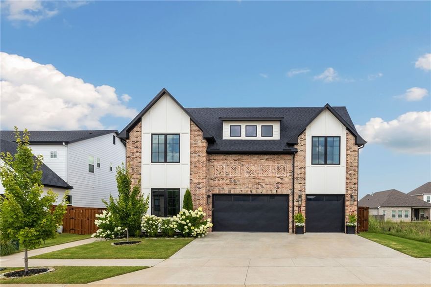 Welcome to your dream family home in Aurora Subdivision, one of Northwest Arkansas's newest and most sought-after communities! This beautifully crafted 4-bedroom, 5-bath residence offers beautiful custom finishes throughout and a fabulous layout perfect for families of all sizes, ideal for both entertaining and everyday living.  Step outside to enjoy the serene screened-in patio, perfect for relaxing year-round. The property boasts professional landscaping and a new custom walking path that gracefully connects the front yard to the tranquil backyard, enhancing both beauty and functionality.  The Aurora community truly has it all with exceptional amenities including two sparkling pools, a fun playground, an inviting open-air clubhouse, a convenient dog park, and even a basketball/pickleball court for active families. Located less than 7.5 miles from the new Walmart campus and a short 8 miles from XNA, this home offers unparalleled convenience without sacrificing luxury.