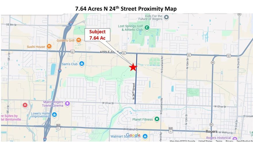 Multiple possibilities for development on this unimproved acreage. 7.64(m/l) acres of level land zoned T2 on N 24th St. City water at the street and sewer nearby with easy access to Hudson Rd. City biking trail system adjoins property.