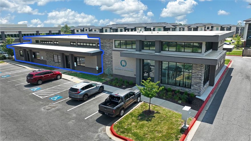 Office space for lease in the heart of Bentonville, Arkansas. The building was constructed in 2019 with modern exterior finishes and anchored by Northwest Arkansas Endodontic Specialists. First generation shell space that can be divided into two suites. Adjacent to 49 West Apartments, SALT Health and direct access to the Razorback Greenway trail system. Area is filled with dense residential developments, retail and restaurants with an average annual household income of $100,000+ within the immediate area.