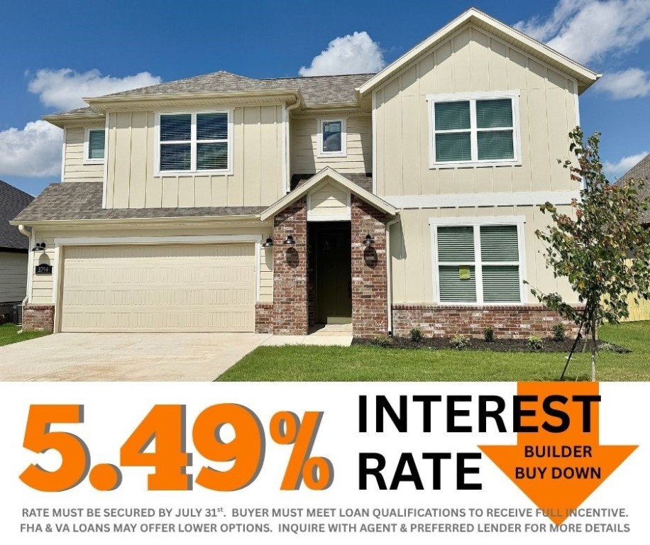 5.49% INTEREST RATE/BUILDER BUY DOWN & fence, blinds and gutters included! Discover your dream home in the new neighborhood- Jacob's Crossing. Murphy plan with garage on the left and East facing! 9ft ceilings, linear electric fireplace, LVP flooring throughout the main areas and primary bedroom, quartz countertops and more. Chef's kitchen boasting frigidaire stainless steel appliances, gas range, pantry, quartz countertops, bar pull handles, large island and gorgeous backsplash. Luxurious primary bedroom features abundant natural light, while the spa-like primary bathroom offers a walk-in shower, tub, double sinks and spacious walk-in closets. Additional features include a formal dining/study, three large secondary bedrooms upstairs and a functional laundry room. Nestled on a generous lot with covered patio that overlooks the serene sodded, fully fenced backyard. Sturdy concrete siding! Model home located at 3631 Tranquility St- Lot 1.