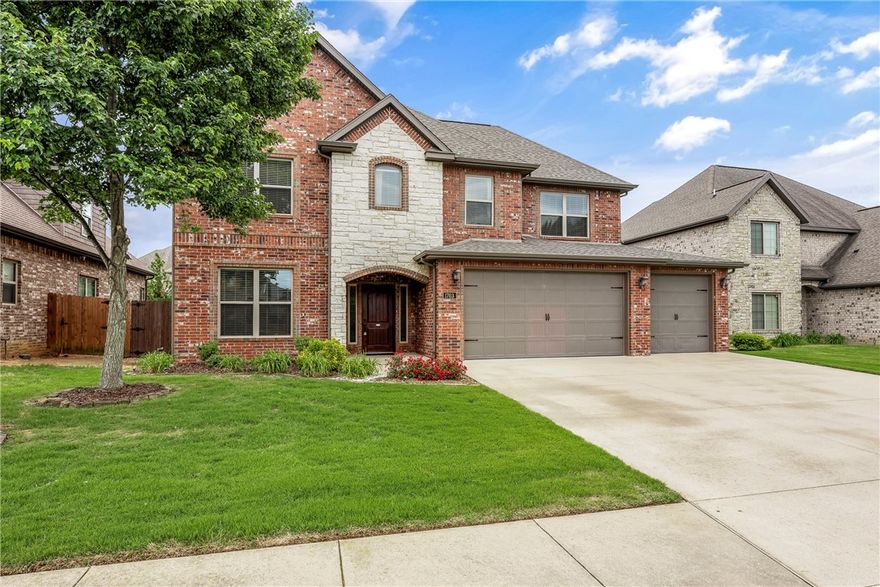 This is the home you have been looking for! This meticulously maintained and thoughtfully designed residence in Oxford Ridge offers an ideal setting for any family. . Conveniently located with close proximity to the Bentonville Greenway, Community Center, top-rated schools, and various parks, shopping, XNA and all things NWA. The home boasts numerous custom  upgrades throughout including beautiful hardwood flooring, barrel ceiling, ss appliances, central vac, including an open living, kitchen, and dining area with extensive bartop space and a gas cooktop featuring a pot filler and side spice storage. A screened porch enhances outdoor living. The study, with French doors, closet, and attached bath, can serve as a sixth bedroom. The private primary suite includes a spacious bathroom and large walk-in closet with easy  laundry access. Secondary upstairs bedrooms feature walk-in closets and spacious bathrooms. The Oxford Ridge subdivision offers a community clubhouse, pool, playground, and sports court.