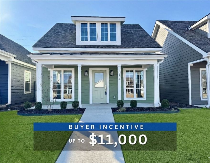 Unbeatable location near Crystal Bridges Museum, the Alice Walton School of Medicine, Downtown Bentonville & Walmart’s new campus. Enjoy a vibrant community with top-tier amenities, including a clubhouse, pool, pickleball court, dog park, yard maintenance & access to the countries top premier mountain biking trails. Faulkner floor plan boasts LVP flooring, crown molding, blinds, ample storage & quality throughout. The living room & dining area offer a seamless open floor plan, perfect for entertaining, with abundant natural light & smooth flow into the chef’s kitchen. Chef’s kitchen features 3cm granite countertops, Frigidaire stainless steel appliances, refrigerator, a pantry, tons of storage & abundant natural light. Spacious primary suite includes a perfect ensuite bathroom with walk-in tile shower, double sinks, & large walk-in closet. Patio perfect for entertaining! Oversized garage with ample storage. Staged home at 915 Heights.