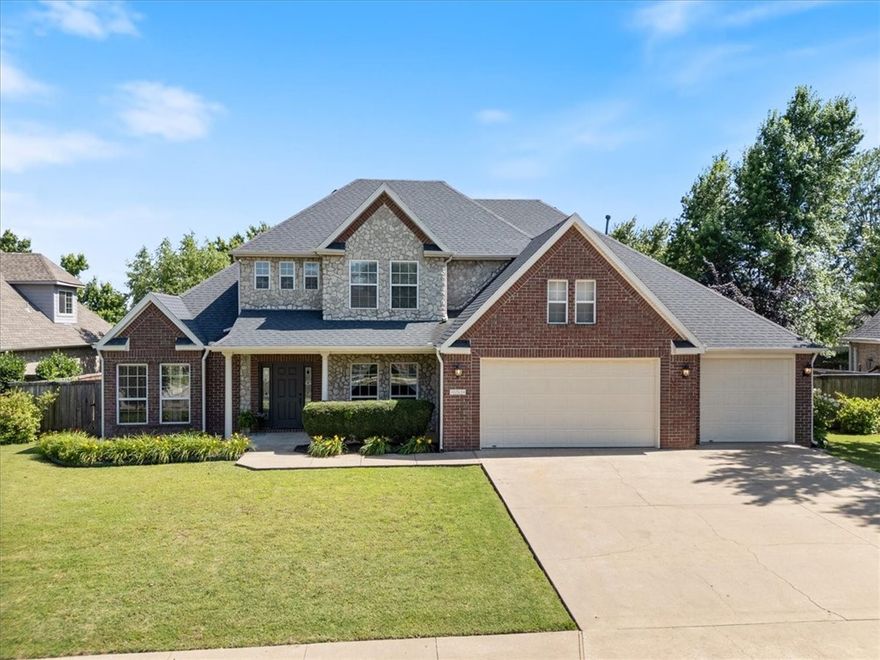 Living in Bent Tree puts you in the center of all that we love about Northwest Arkansas...minutes from  restaurants, shopping, schools, Mercy Hospital, WalMart AMP for all your favorite concerts, and bike out to the Razorback Greenway! This 4 bedroom, 3 1/2 bath home has a space for everyone.  A large living room with soaring ceilings, a kitchen with an island, open to an eat in area- in addition to a formal dining space- PLUS a perfect hearth room w/fireplace that leads out to a covered patio. Half bath is perfect for guests. Hideaway in your primary suite that has a bonus sitting area, ensuite bath with double vanity, whirlpool tub and walk in shower.  Another private suite upstairs, with its own full bath, plus two additional bedrooms and a 3rd full bath.  And what a bonus room!  Media nights, game nights, a 5th bedroom if needed (has a large walk in closet) a great flex space for whatever you might need! A three car garage and a beautiful fenced level back yard round out this spectacular home! Roof & HVAC 2019.