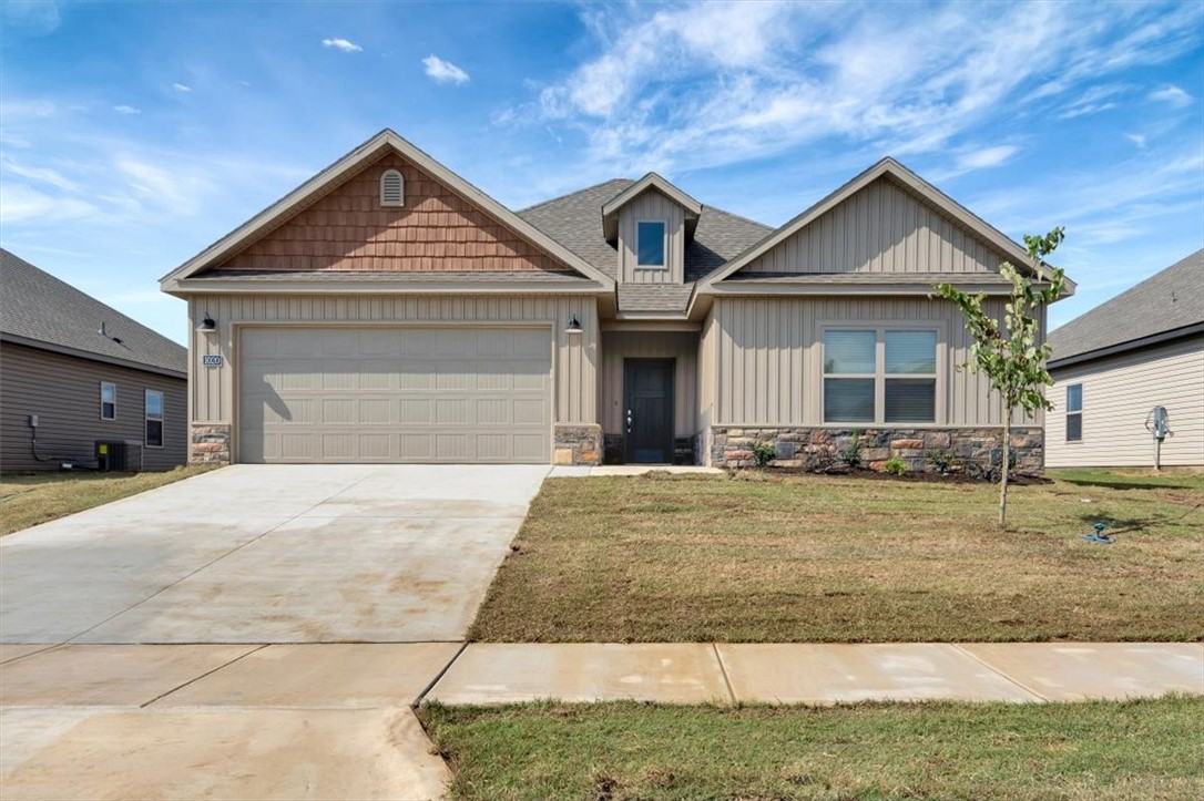 $5,000 in Concessions, Rate Buy Downs or Upgrades! Privacy fence is included! This 3 bed 2 bath home is completed with an open layout, vaulted ceilings, luxury vinyl flooring throughout, granite countertops, a spacious tiled walk in shower in the primary suite and large walk in closets throughout. You are also just around the corner from Bentonville West High School and a short drive to downtown Bentonville and the new Walmart Home Office. Whether you are are looking for your first home, investment property or your forever home this stunning new build will check all the boxes!