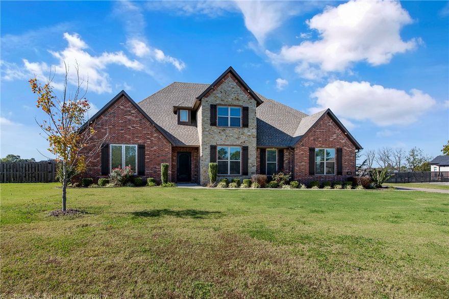 This remarkable home has the Wow Factor.  As you enter through the oversized custom metal door into the Living/Dining areas you will find Rustic Beams, Soaring Ceilings, & oversized windows that flood the rooms with natural light.  The kitchen is open to the Living Rm & boasts Granite, 2 Pantries, Frigidaire Professional Series SS double oven, gas cooktop & double door refrigerator/freezer.  The covered back porch complete w/gas log FP draws you outside to enjoy the brand new 18x36 saltwater pool.  The 20x25 Cabana has a complete outdoor kitchen with leathered granite & sink, plenty of room for tables & seating to enjoy those football games.  The master retreat is also on the main level along w/ 2nd dining area & office.  The upstairs has 3 spacious bedrooms all with ensuites, 2nd utility rm & bonus room.