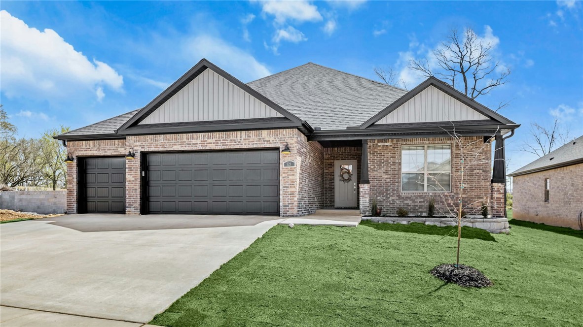 The Bergman Plan is a one-level, 4-bed, 2.5-bath layout designed with modern living in mind. Features include: 3 car garage, open floor plan, vaulted ceiling with beams, built-ins flanking a gas log fireplace, custom cabinets to the ceiling, gas range with fully vented hood, built-in microwave and a spacious pantry in the kitchen. The primary suite features a large walk-in shower for the ultimate spa-like experience. A large back covered patio is complete with internet and gas hookups, ready to entertain.