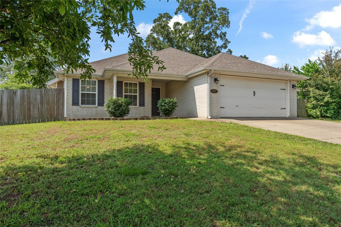 Hereās your chance to own a 3 bed 2 bath home, minutes from Fayetteville, under 275k. Super cute and Move in ready!!! New paint in 2018 new carpet 2018 throughout house. New Roof in Nov 2018. Painted white cabinets in 2021. Open floor plan with natural light. Kitchen has an island and pantry for extra storage. Split floor plan with coat and linen closets. Living room has a gas log fireplace. Master has nice walk in closet and linen closet in the bathroom for extra storage. 3rd bedroom also has a large walk in closet. Large backyard completely fenced in. Great for entertaining! Near schools, shopping and only 20 minutes to University of Arkansas and downtown Fayetteville. Refrigerator, washer and dryer to convey at no costs!