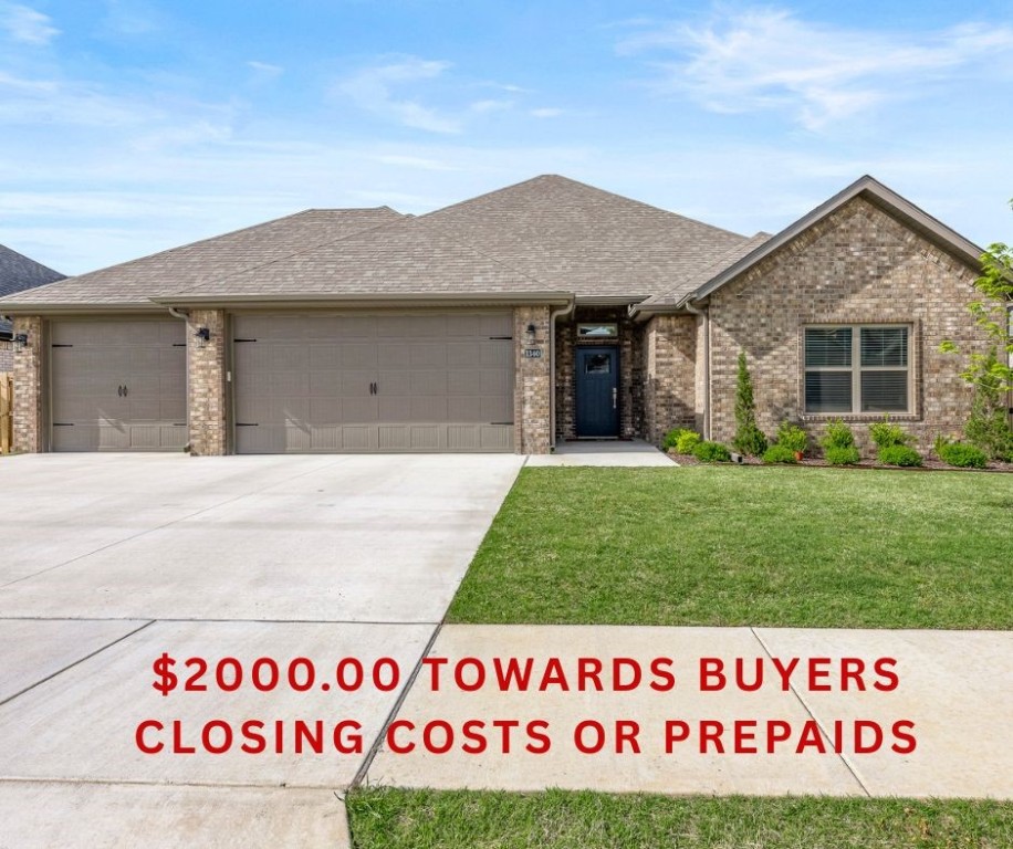 $2000.00 Buyer incentive towards Buyers closing costs or pre-paids!!Built in 2024 and perfectly located. This all-brick home offers lasting quality with gutters, a fully fenced yard, and a spacious 3-car garage. Inside, the open floor plan is filled with natural light from large windows and showcases 3 generous bedrooms and 2.5 bathrooms with high-end finishes throughout. The heart of the home is the stunning kitchen—featuring custom cabinetry, granite countertops, stainless steel appliances, and a gas cooktop—perfect for cooking and entertaining. The luxurious primary suite offers a true retreat, with two walk-in closets, a beautifully tiled shower, and a relaxing soaking tub. Step outside to a covered patio and enjoy peaceful outdoor living. Centrally located near top-rated schools and the new home office campus, all while maintaining a serene country feel.