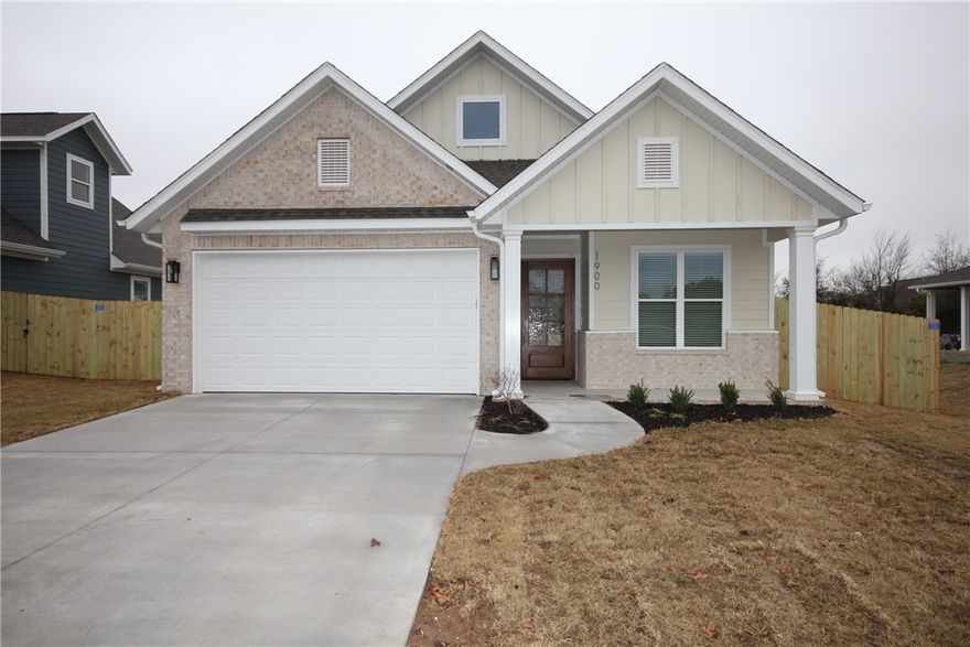 Gorgeous like new patio home. This home is designed with your lifestyle in mind! If you don't want to spend all of your time maintaining a large yard, but still need a small fenced area for entertaining, small garden(s) or for the dogs, The Villas at Cobble Creek is for you. Just minutes from I-49, homes at The Villas feature elegant finishes and themes chosen by our professional interior designer.  This plan has a great layout with an option for 2 bedrooms and an office/hobby room or three bedrooms. There's a great kitchen island with storage, double ovens with gas cooktop, refrigerator and nice pantry space. The main areas (kitchen, dining and family room) are open for great entertaining space. Biking and walking trails are nearby. It's just a three minute walk to the Blossom Way Trailhead. Pleasant Grove and Pinnacle shopping, Mercy Hospital and dining and entertainment are just minutes away.