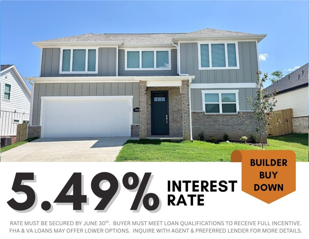 5.49% INTEREST RATE/BUILDER BUY DOWN & fence, blinds and gutters included! Discover your dream home in the sought-after Osage Hills neighborhood. Frisco plan with garage on the left and North facing! 9 ft ceilings, linear electric fireplace, LVP flooring throughout the main living areas and primary bedroom, quartz countertops and more. Chef's kitchen boasting frigidaire stainless steel appliances, gas range, pantry, quartz countertops, bar pull handles, large island and gorgeous backsplash. Luxurious primary bedroom features abundant natural light, while the spa-like primary bathroom offers a walk-in shower, tub, double sinks, and spacious walk-in closets. Additional features include three large secondary bedrooms upstairs and a separate laundry room. Nestled on a generous lot with covered patio that overlooks the serene sodded, fully fenced backyard. Sturdy concrete siding & brick! Model home located at 6008 SW Coywolf St- Lot 122.
