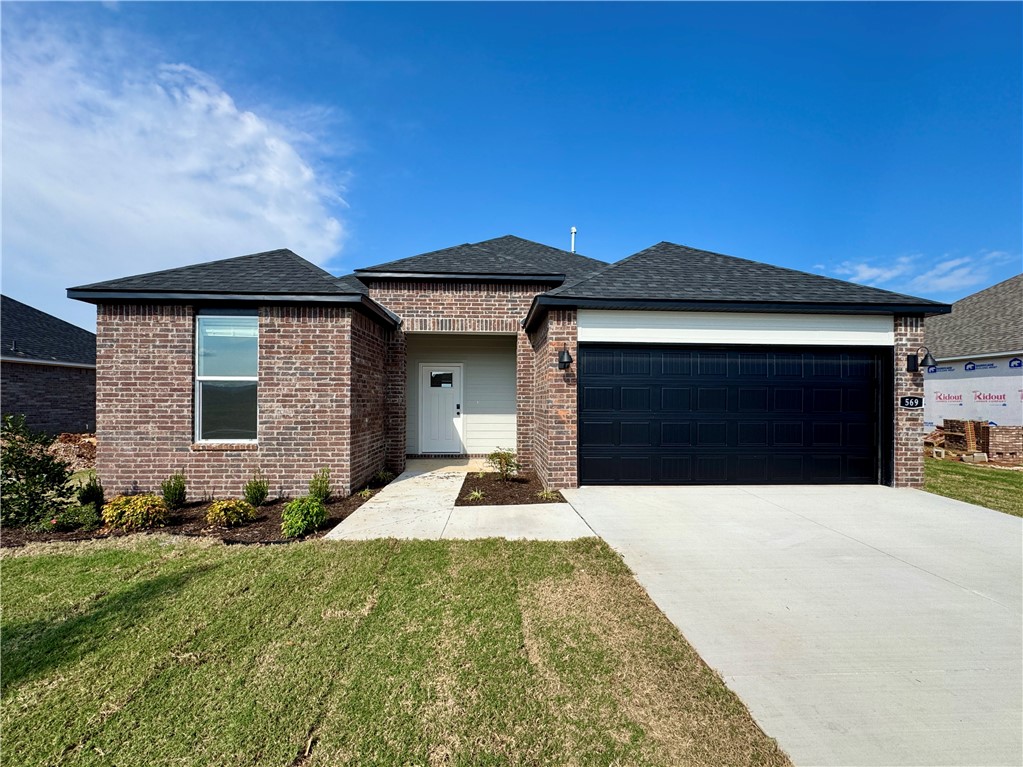 Brand new home in Goose Creek Village! This 3-bed, 2-bath home offers a split/open floorplan, quartz countertops, stainless steel appliances, a walk in pantry, electric fireplace, Luxury Vinyl Plank flooring throughout the home, a double quartz vanity in primary bathroom, an oversized shower, and a spacious walk-in closet. Enjoy a covered back patio, landscaped yard, full brick exterior, ceiling fans, and a 2 car garage. Located minutes from schools, shopping, dining, and only a short drive to the University of Arkansas, this home provides quick access to all Northwest Arkansas has to offer, including nearby parks, trails, and Razorback sporting events. Don't wait, this one won't last long! Call today for a showing.
