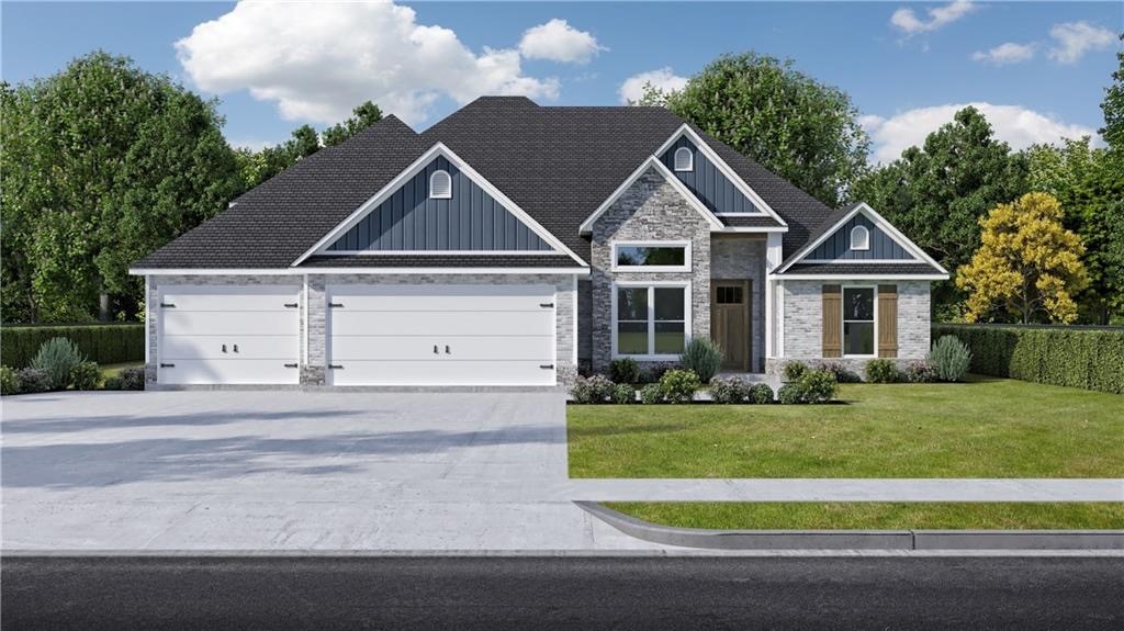 Welcome to the Gary plan offers a open-concept living area that boasts a split floor plan, placing the master suite on one side of the home for added seclusion. All bedrooms are conveniently located on the main level, while the upstairs features a spacious bonus room with its own bathroom. At the front of the house, you'll find a dedicated office.The primary bedroom is a true retreat, featuring exposed ceiling beams and a luxurious ensuite adorned with decorative tile throughout. This ensuite also connects to the utility room for added convenience. To complete the package, the home includes a covered back patio with a cozy fireplace.