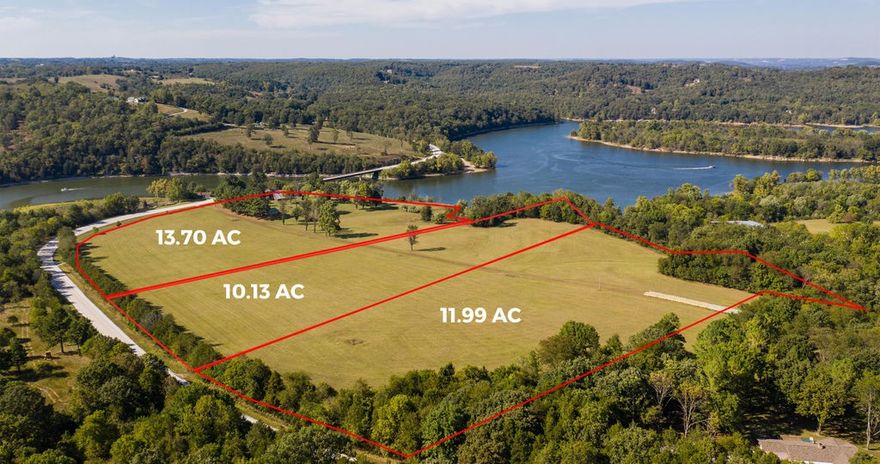 12 ac of Table Rock Lake front. Rare to find Gentle walk down with Hwy 311 Frontage 387 ft m/l of lake front ALL walk down and easy access, low corp. line. Rural Water and Electric on site. Vacation at the lake in your RV, camp, fish and Boat, garden in this beautiful pastoral location. Located at the confluence of Yocum Creek, Long Creek and the Main Channel of Table Rock Lake , State boat ramp a few hundred feet away ( across the Bridge ) 2 Marinas a few miles from property. 30 minutes to Branson,20 minutes to Long Creek Marina, 20 minutes to Top of the Rock, Big Cedar Lodge and Golf course, 45 minutes to Eureka Springs, Ar MORE LAND AVAILABLE
