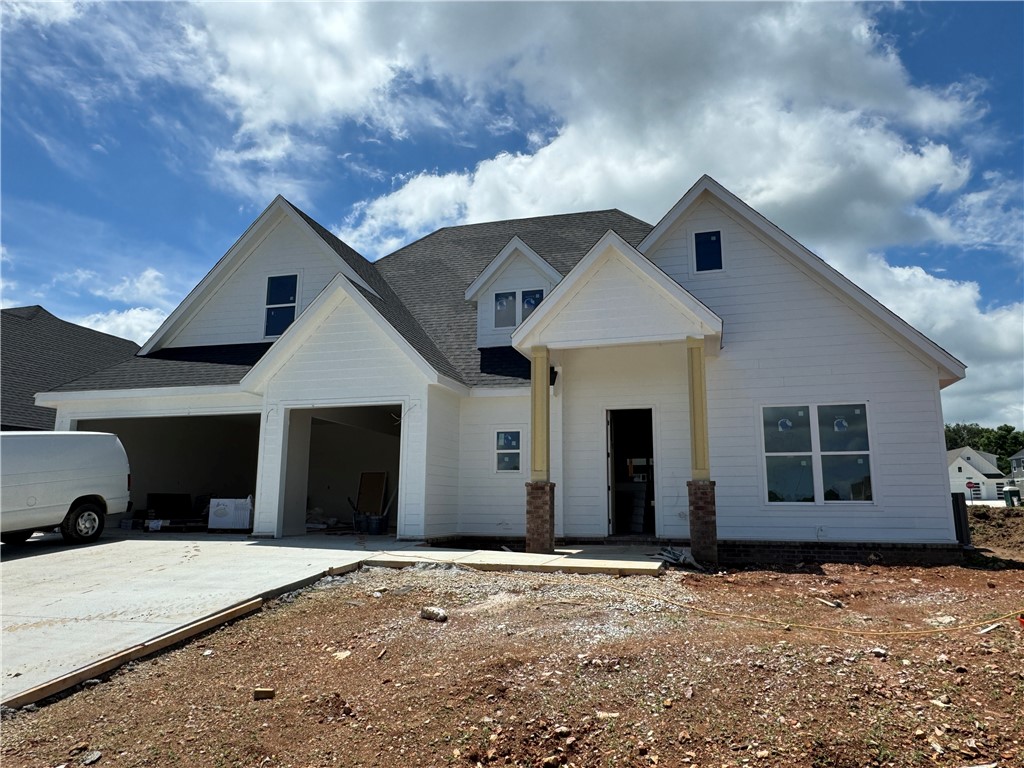 Another quality new construction home is available in the desired Crescent View Subdivision! This home boasts 4 bedrooms, 3.5 bathrooms, bonus room, 3 car garage, lots of built-ins, and a great layout. Kitchen is equipped with gas cooktop, built-in oven & microwave, large island with waterfall granite, & eat-in dining area that is all open to the living room. Downstairs has the office, primary suite, and half bath. Bedrooms 2-4, bonus room and two full bathrooms are all upstairs. Enjoy grilling or hanging out on the covered back patio. Located steps from Janie Darr Elementary and the new Mt Hebron Park. Subdivision is close to XNA, I-49, shopping, dining, and entertainment.