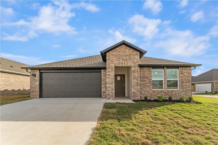 AVAILABLE 8/1/26! This stunning soon to be 5bed, 3 full bath home is in the Element Subdivision in Fayetteville. Property features luxury vinyl plank flooring throughout, stainless steel appliances, a full-size refrigerator, washer, and dryer all included. (Not pictured) Enjoy a spacious layout with ceiling fans, ample storage, and added garage shelving. Step outside to a covered back porch overlooking the fully fenced backyard (fence not pictured). Conveniently located near I-49, the University of Arkansas, and Fayetteville's scenic parks and trails, this new construction home offers modern comfort and an unbeatable location! Don't wait, this one wont last long.