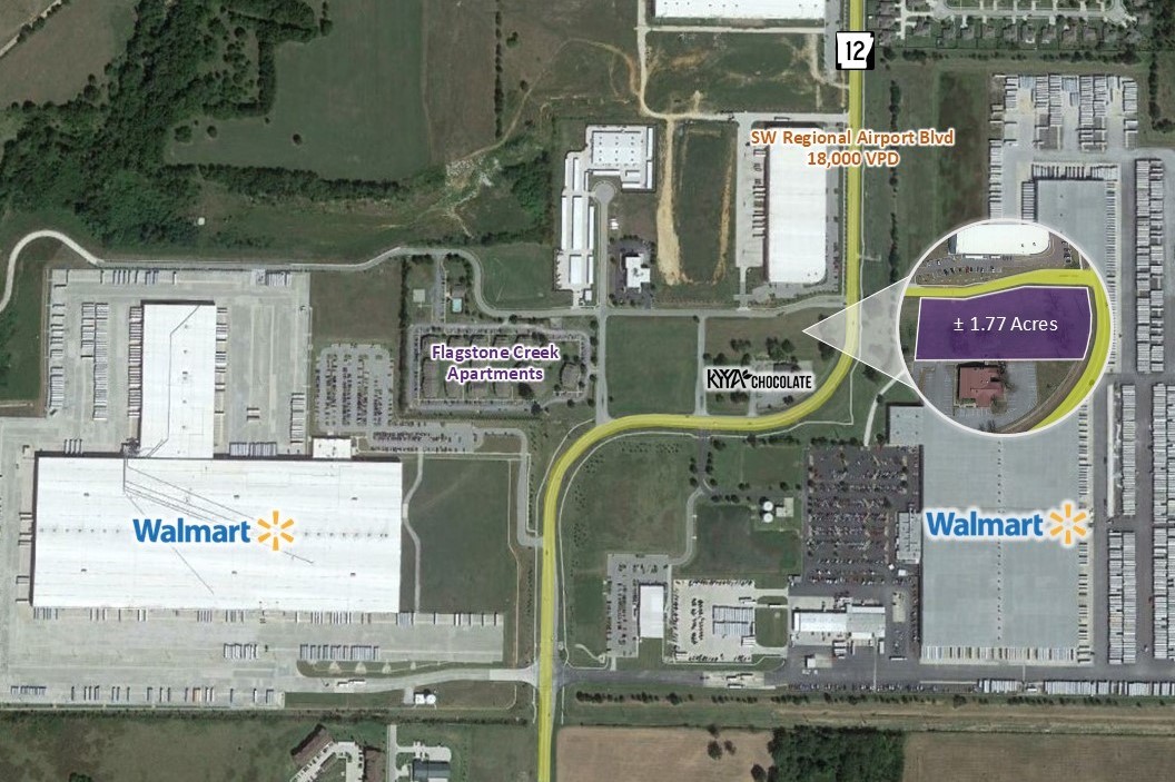 Development land located adjacent to Walmart Distribution Centers with excellent visibility. Located in a rapidly growing area in Bentonville.