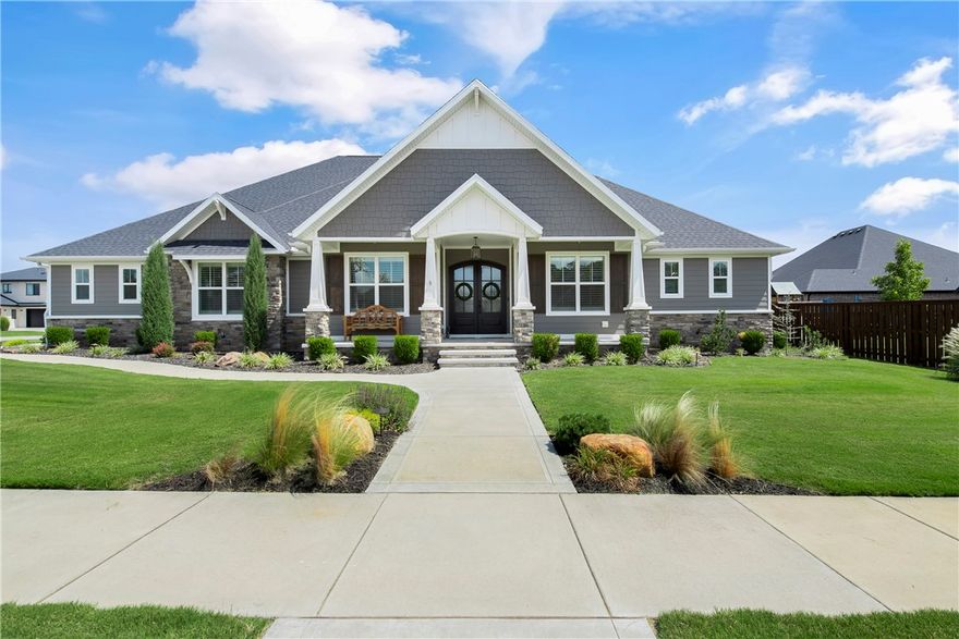 CUSTOM PERFECTION! From the moment you pull up, you FEEL the detail.The walkway, the steps, the double doors...Opening up to classic, timeless yet updated in all the right places! One level home with: Finished in place hardwood floors, wood beams, rock fire place to the ceiling, built ins, double island, double ovens, pot filler, and THE PANTRY: just an extension of your kitchen, you won't want to close the door! Bonus/media room with built ins and sink. Second bedroom with it's own full bath. 2 more bedrooms sharing a J&J bath. The feature walls in the bedrooms and the hallway woodwork is gorgeous. The oversized owners suite with beam detail, the dressing area you didn't know you needed, this closet! OH MY! Over sized garage for those extended vehicles and toys, storm shelter, BIG covered entertaining area outside, separate fire pit patio area, flat lot, Amazing pools, play areas and club house in this highly sought after gated community. The photos do not do this one justice.