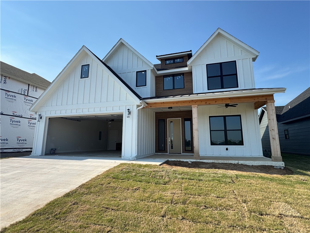 Welcome to Meadow Brook in SW Rogers! Great community in the best location! This plan features 3-4 bedrooms (2 flex spaces either bedroom 2 or study option as well as upstairs bedroom 4 or bonus room). All bedrooms have walk-in closets with plenty of storage! Downstairs you will find the primary bedroom. Great layout with open kitchen/living room area. Kitchen has large island to sit up to 6 bar stools, built-in gas cook top, built-in oven and microwave, large pantry, and eat in dining area. Primary bedroom feature en suite bathroom with soaking tub, walk-in shower, his and hers separate vanities, and large closet with lots of built-ins. Bedrooms 3 & 4/bonus room are upstairs along with a full bathroom. Enjoy the evenings grilling on the covered back patio! Can't beat location being only minutes to shopping, dining, groceries stores, and only steps to the Razorback Greenway Trail.