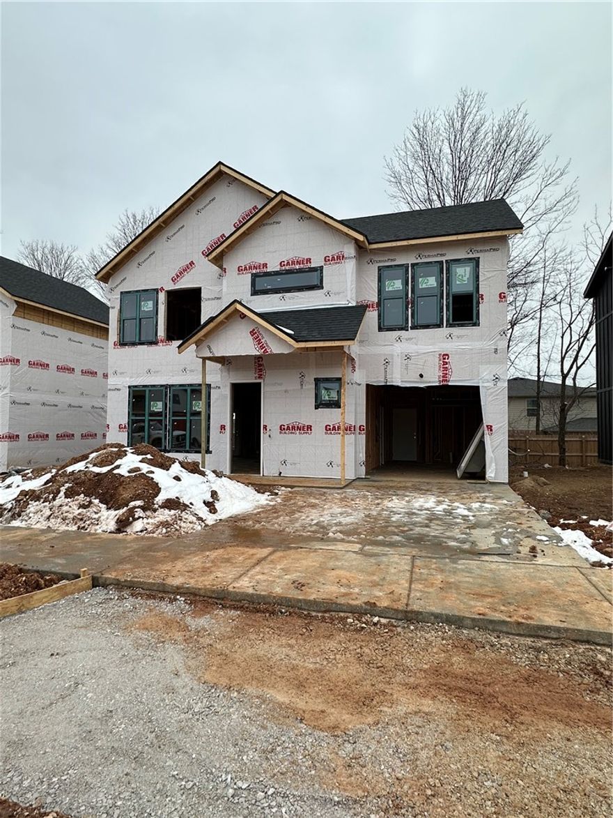 Seller offering $5,000 credit toward closing costs or upgrades! Preferred lender offers a 1% credit on the loan amount, applicable toward closing costs, upgrades, down payment, or other eligible expenses. Our newest plan includes 3 bedrooms, 2.5 bathrooms & 1 Car Garage! Enjoy an upscale, low-maintenance lifestyle just over a mile from Pinnacle Hills Promenade and only 2 miles from the Walmart AMP.  Residents enjoy top-tier amenities including a saltwater pool, a clubhouse with a kitchen & gym, pickleball court, dog park, playground, paver streets, and bike paths. Live carefree with all lawn care and landscaping managed by the HOA, so you can spend more time enjoying your home and community. Each home features custom architectural design and high-end finishes, including Quartz countertops, cabinets with soft-close hardware, and a curated palette of White & Gold or Black and White for a bold, modern look. Each home is equipped with modern interior fire sprinkler system, providing enhanced safety.