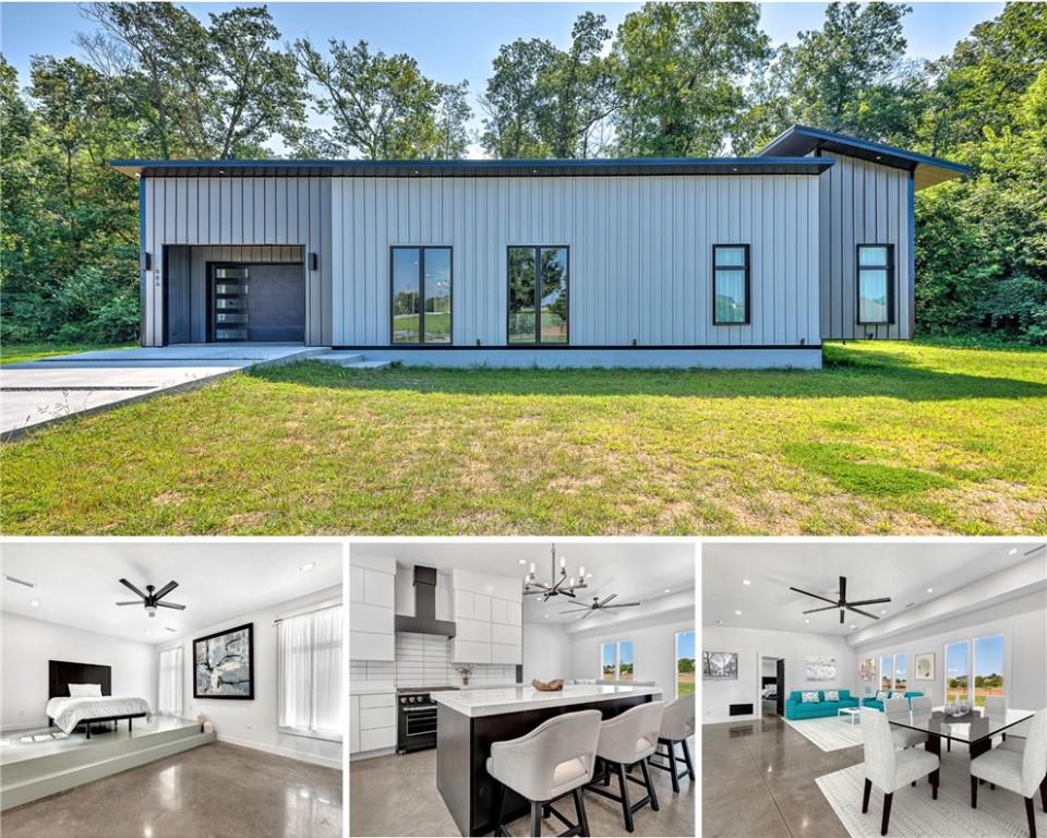 This contemporary residence, built in 2023, features 2 bedrooms, 2 bathrooms, and an office, all situated on a 1-acre lot! Beautiful concrete flooring throughout, spacious open plan, kitchen with quartz countertops and a new oven, two walk in showers, energy efficient windows and lots of abundant natural light! Tontitown is renowned for its picturesque pastureland views, amenities and its own local winery! Come see this awesome property and make it yours!