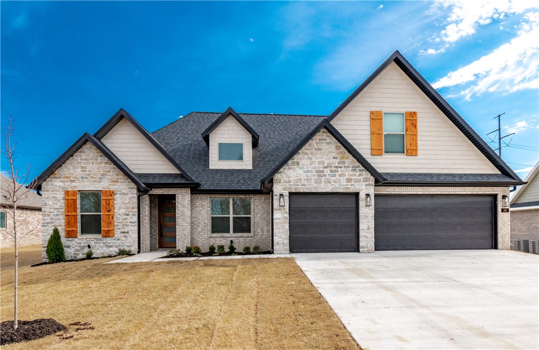 Wonderful floor plan with 3 bedrooms or a large 4th bedroom/bonus room. Large open spaces great for entertaining, installed security system, large master bathroom and walk in closets, nice big pantry. Fencing around backyard to be installed, blinds, and gutters included. Less than 20 minutes to Tyson World Headquarters. Concessions include $7500 from the builder towards closing costs or lowering interest rate. Get an additional up to $5000 if you use the preferred lender.