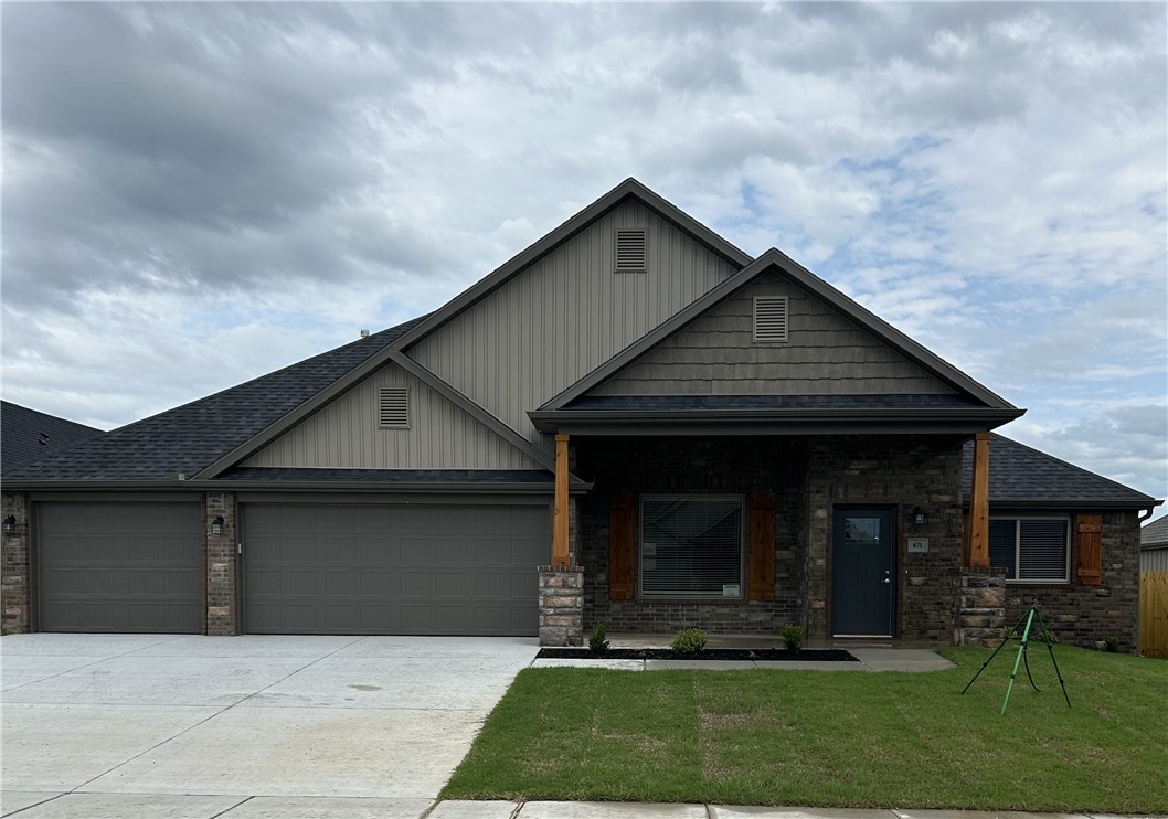 Remarkable new construction 3 bedroom, 2 bathroom single story with 3 car garage home now available. Kitchen is complete w Stainless Steel appliances, gas cooktop, pantry, and granite countertops. Large fireplace in the living room is the perfect focal point. Details throughout include wood cased windows complete with 2 in blinds. Large front porch, fully sodded oversized yard & privacy fence give the home tremendous curb appeal. The back porch is covered & home has fully installed gutters. Keyless pad on garage door for ease of access. Master bedroom has an oversized tile shower. The Primary bedroom closet conveniently wraps around into the laundry room located close to the garage for ease of access. Exterior brick construction creates long life & ease of maintenance. Interior finishes may vary, some photos are of similar floor plan. Staged furniture in home does not convey.