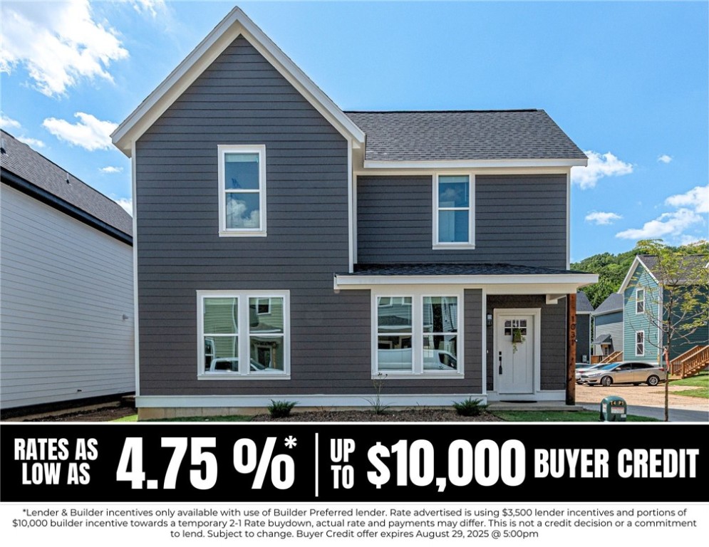 RATES AS LOW AS 4.75% when lender credit & portions of builder incentive are applied to a temp 2-1 buy-down! $10,000 Builder incentive w/ use of Preferred Lender. Pref Lender offers additional $3,500 credit toward rate buy-down. Incentives expire 8/29/25 @ 5PM* (OPEN HOUSES hosted @ MODEL HOME: 1015 N Laramie Heights) Welcome to Southern Woods! A Trailside Community at the base of Centennial Park 2022 Top Outdoor Facility Rating) Location offers access to miles of trails, greenspaces with paved pathways, & bicycle stalls, minutes away to shopping, food, I-49, & University of Arkansas! 3 BEDROOM BENT floor plan feat: a covered front porch w cedar posts, an open concept first floor w 9’ ceilings, half bath, LVP floors, & Lshaped kitchen w 3cm granite counters, subway tile backsplash, large center island w sink, stainless steel appliances! Main floor primary bedrm & ensuite! Upstairs 2 more Bedrms w private ensuites & laundry rm! POA $35/mo incl lawn mowing! Join this community in a premier location today!
