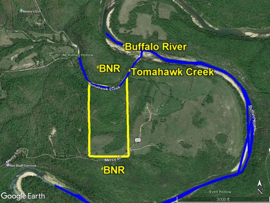 Rare, Rare, Rare. Year round creek, joins Buffalo National River boundary, walk 700 feet from the north edge of your property to Buffalo River at a gravel bar and it has a good view from the top and good building spots. Elec nearby. More info and pics coming soon.