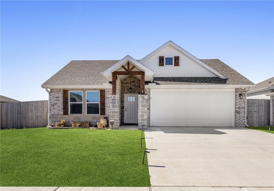 Welcome home to this beautiful one-year-old single-story residence offering modern comfort and peace of mind with a transferable builder’s warranty. Designed with a desirable split floor plan, the spacious primary suite is privately situated apart from three secondary bedrooms. The open-concept layout creates seamless flow between the living, dining, and kitchen areas — perfect for everyday living and entertaining.
The kitchen features stainless steel appliances, granite countertops, and a large island ideal for prep and gathering. The primary suite offers a spa-like bath with a soaking tub, walk-in shower, and oversized closet, plus direct access from the laundry room to the primary closet for added convenience.
Step outside to enjoy the fenced backyard, perfect for pets, play, or relaxing evenings. Move-in ready and thoughtfully designed, this home blends style, comfort, and functionality.