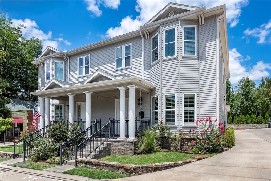 Upscale Townhome perfectly situated in the vibrant heart of downtown Fayetteville! This beautiful home offers the best of urban living with the convenience of being just steps away from a wide selection of restaurants, shopping and live entertainment venues. Located 1 block South of Dickson & 2 blocks from the Fayetteville Square. Walk or bike to the U of A or hop on the Razorback Greenway just down the street to explore all of NWA. 2 spacious living areas and a stunning roof-top patio, perfect for entertaining and game-day gatherings. Owner Suite is conveniently located on the main floor, along with the living area, open kitchen & ½ bath. Upstairs you’ll find a large 2nd living area, 2 guest beds & full bath, plus that fabulous roof-top patio. 2 car garage + 2 additional parking spaces in the rear. Currently operating as a successful short-term rental in this prime game-day location! Don't miss this opportunity to have everything Fayetteville has to offer right at your doorstep!