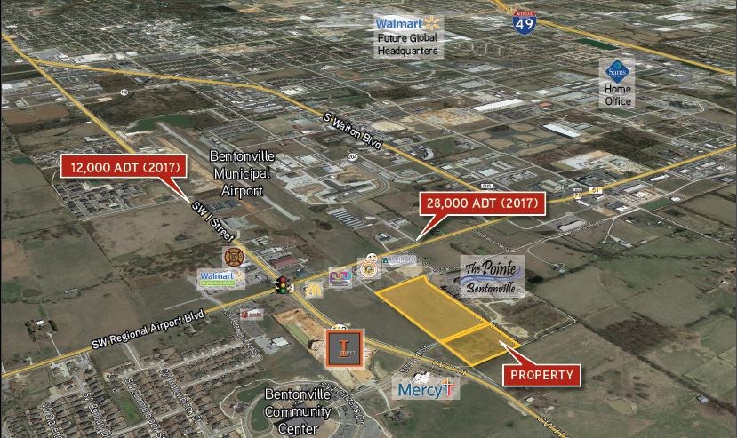 11.38 acres of prime development land for sale in southwest Bentonville near the intersection of I Street and Highway 12. This land is perfect for commercial development with new retail opportunity, medical and entertainment located nearby. Potential for multi-family, office, medical office or retail use.