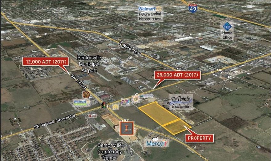 11.38 acres of prime development land for sale in southwest Bentonville near the intersection of I Street and Highway 12.  This land is perfect for commercial development with new retail opportunity, medical and entertainment located nearby.  Potential for multi-family, office, medical office or retail use.