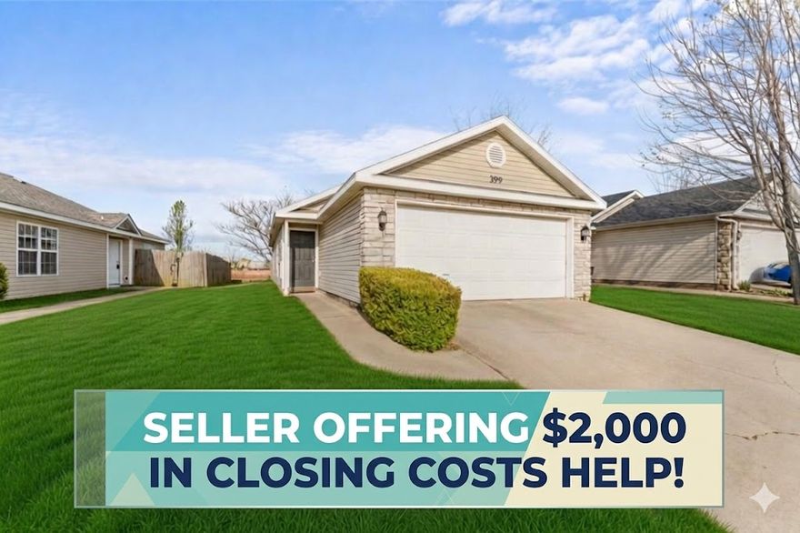 Discover the perfect blend of convenience and comfort! Ideally situated with the Razorback Greenway right behind your backyard and less than 10 minutes from downtown Springdale and the newly renovated Luther George Park, this location is unbeatable. Inside, the open floor plan shines. Living room with vaulted ceilings, natural light, and durable wood laminate flooring throughout. The spacious kitchen features stainless steel appliances, abundant storage and eat in area. The primary suite offers a private retreat with a walk-in closet and ensuite bath. Complete with a large, organized laundry room. Private fenced backyard with a relaxing patio, this home is a true gem for active lifestyles! NEW HVAC and windows! Fridge and dining set to convey. Seller offering $2,000 in closing costs help!