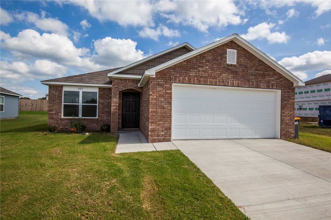 New Construction on the east side of Rogers. This 3 bedroom 2 bath home has open floor plan, lots of storage, covered patio.
