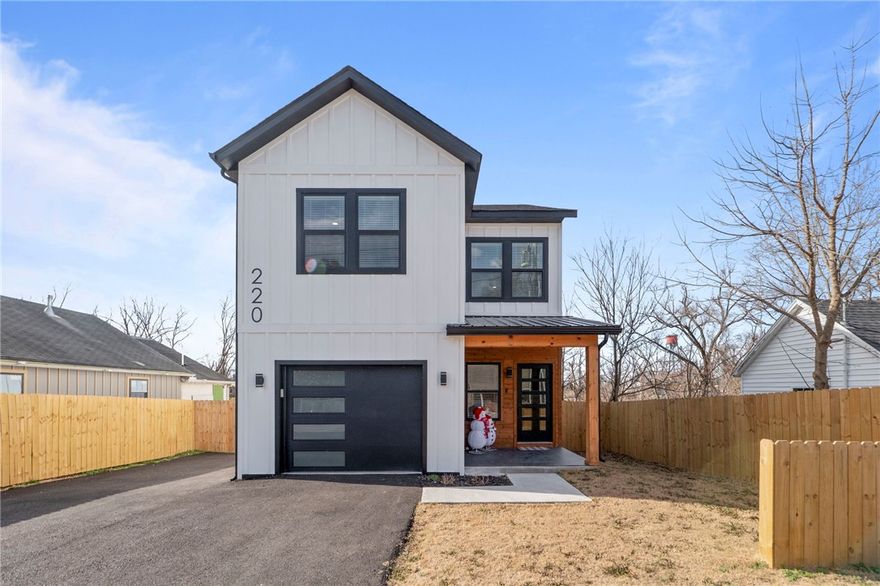 This stunning 2025-built home is perfectly positioned in the heart of Downtown Rogers. Walking distance to award-winning locations like Onyx Coffee Lab, Tusk and Trotter, and The Railyard Park. Embrace the thriving downtown community with free weekend concerts at Butterfield Stage, farmers markets throughout most of the year, and iconic annual events like Bikes Blues and BBQ. From that vibrant downtown setting, step into a home that carries the same energy with refined, modern craftsmanship. This design features an electric fireplace, elegant LVP flooring, and quality materials throughout. Spa-like tiled showers, oversized closets, and spacious bedrooms elevate daily living. Built for comfort, the home includes foam insulation, dual HVAC systems, and an insulated garage door. Relax outdoors on the covered deck in the fully fenced yard. Currently operating as an income-producing Airbnb, this is the perfect opportunity for long-term investment in a rapidly-growing hot spot. Come see today!