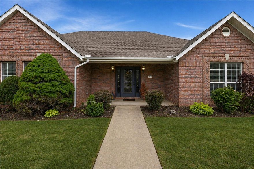 Beautiful custom-built home in Legacy Pointe on a desirable corner lot with side-entry garage. This thoughtfully designed home features a split floor plan, custom built-ins, and abundant natural light throughout. Spacious primary suite offers two walk-in closets and double vanities. Direct vent gas log fireplace provides both charm and functional supplemental heat, even during power outages. Laundry room includes extra storage and utility sink. Enjoy the covered back patio overlooking the large backyard with plenty of space to relax or entertain.