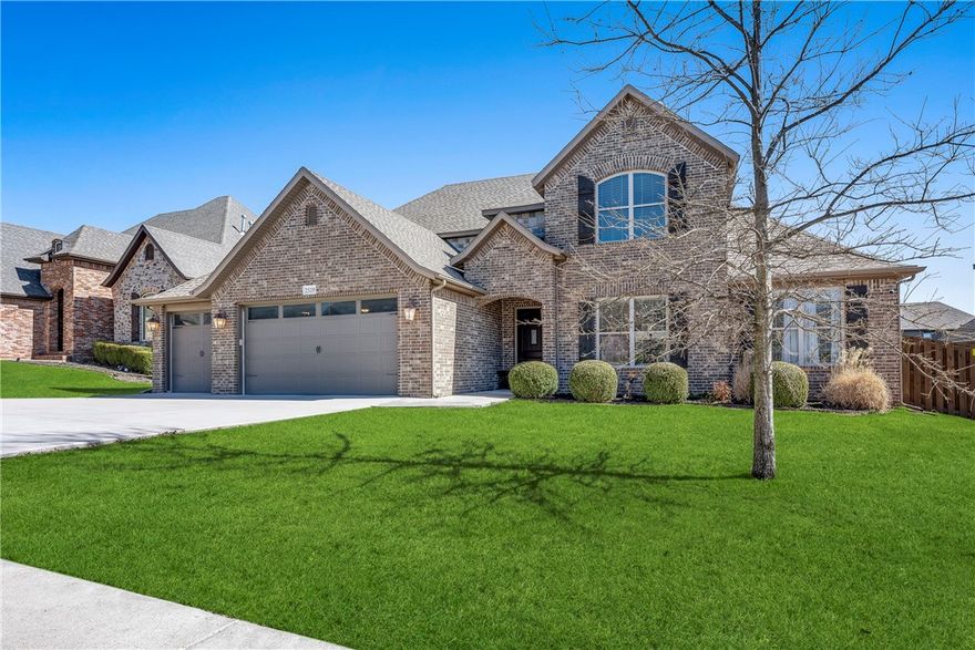 This fabulous home in a highly desirable area of Rogers has space for everyone and is close to everything. There are 2 bedrooms on the main level along with a spacious living area with a cozy fireplace, and the kitchen is a chef's delight featuring a gas cooktop, subzero type fridge, large island and big walk-in pantry. Upstairs are 2 more bedrooms, one is ensuite, and a huge bonus room that could serve as a 5th bedroom. The flat privacy fenced backyard features a covered porch with fireplace and mature landscaping.
Located close to the mall, I-49, shopping, entertainment, schools, hospitals, the Razorback Greenway trail system and more, this location cannot be beat!
