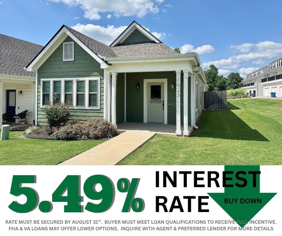 5.49% INTEREST RATE/BUY DOWN! Unbeatable location near Crystal Bridges Museum, the Alice Walton School of Medicine, Downtown Bentonville & Walmart’s new campus. Enjoy a vibrant community with top-tier amenities, including a clubhouse, pool, pickleball court, dog park, yard maintenance & access to the countries top premier mountain biking trails. Fitzgerald floor plan boasts LVP flooring, crown molding, blinds, ample storage & quality throughout. The living room & dining area offer a seamless open floor plan, perfect for entertaining, with abundant natural light & smooth flow into the chef’s kitchen. Chef’s kitchen features 3cm granite countertops, Frigidaire stainless steel appliances, refrigerator, a pantry, tons of storage & abundant natural light. Spacious primary suite includes a perfect ensuite bathroom with walk-in tile shower, double sinks, & large walk-in closet. Patio perfect for entertaining with grass yard! Oversized garage with ample storage. Staged home at 915 Heights