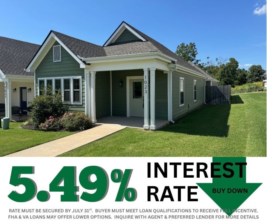 5.49% INTEREST RATE/BUY DOWN! Unbeatable location near Crystal Bridges Museum, the Alice Walton School of Medicine, Downtown Bentonville & Walmart’s new campus. Enjoy a vibrant community with top-tier amenities, including a clubhouse, pool, pickleball court, dog park, yard maintenance & access to the countries top premier mountain biking trails. Fitzgerald floor plan boasts LVP flooring, crown molding, blinds, ample storage & quality throughout. The living room & dining area offer a seamless open floor plan, perfect for entertaining, with abundant natural light & smooth flow into the chef’s kitchen. Chef’s kitchen features 3cm granite countertops, Frigidaire stainless steel appliances, refrigerator, a pantry, tons of storage & abundant natural light. Spacious primary suite includes a perfect ensuite bathroom with walk-in tile shower, double sinks, & large walk-in closet. Patio perfect for entertaining with grass yard! Oversized garage with ample storage. Staged home at 915 Heights