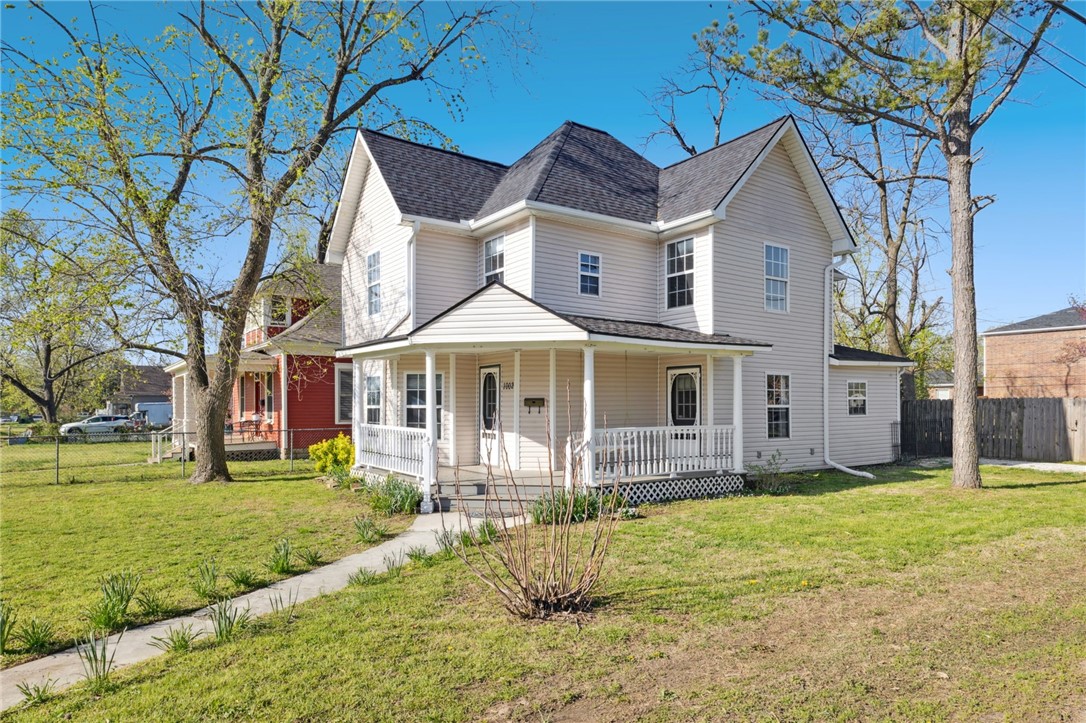 Charming Victorian home located in an up and coming area of Downtown Rogers. Located 1 block from Maple Grove park and the trail access. All bedrooms are on the second level. The home has a new roof and new sewer connection from house to the street. The corner lot provide ample front and back yard space. The character of the home has been kept even through remodels and updates.