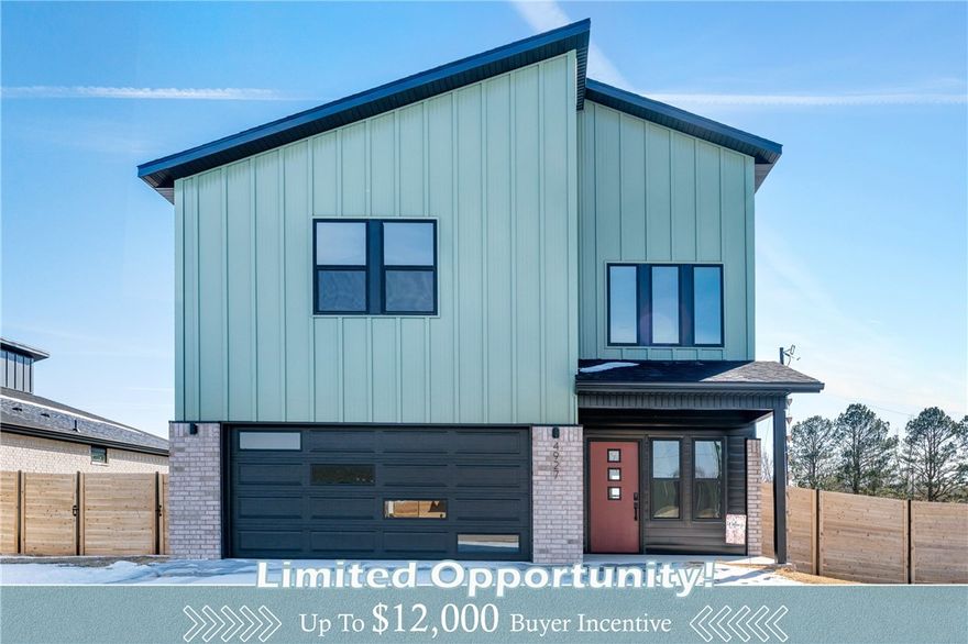 Step into this Contemporary two-story home featuring three bedrooms and two-and-a-half baths with a smart, open main-level layout. The main level features a spacious living room that flows seamlessly into the dining area and kitchen, ideal for shared meals, weekend gatherings and everyday moments. Spray foam + 40yr siding add energy efficiency and long-lasting durability. Both the range and water heater are wired and plumbed for either electric or gas, offering flexibility to suit personal preferences. All bedrooms are conveniently located on the second floor, providing privacy and a quiet retreat away from the main living areas, with comfortable room sizes and a well-balanced layout suited for a variety of lifestyles. Outdoors, a private backyard offers additional space to relax, entertain or enjoy peaceful evenings at home. A convenient Electric Vehicle (EV) charger is included in the garage. Close to shopping, dining, schools, parks and major routes, this home offers comfort and easy living.