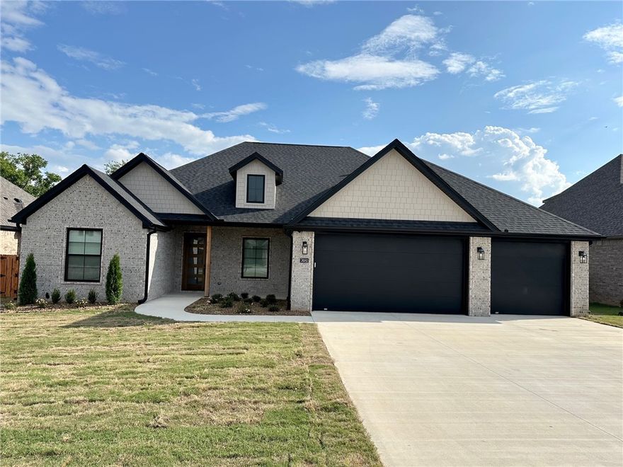 Incredible West Springdale location close to Har-Ber High school. Quality all brick new construction in Benedetto S/D. An abundance of amenities include: custom cabinetry, quartz counters, pot filler, double ovens, Frigidaire Professional appliances electrical outlets in pantry and closets, sink in laundry room, tiled walk-in shower, comfort height toilets, cased Anderson windows throughout, tankless water heater with recirculation pump, wood flooring throughout home, covered patio with outdoor fireplace and insulated garage doors that are 8ft tall with belt drive openers for quiet operation. Included in the price are cedar shadow box fence, gutters, blinds, front and back irrigation and security system that includes 3 cameras. Have family fun at the community pool and sport court which offers pickleball and basketball. Enjoy blessed living in Benedetto!